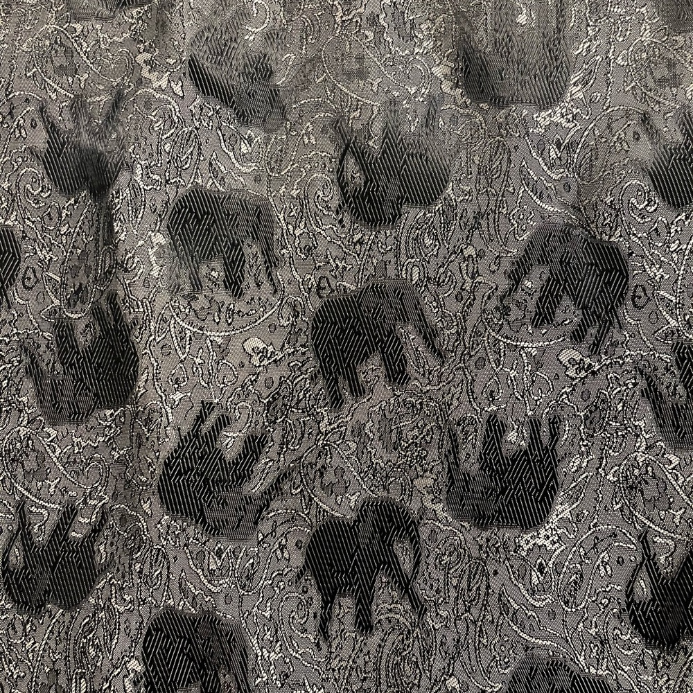 Black/Grey/Silver Fringe Elephant Reversible Silky Scarf Wrap Shawl - Picture 5 of 11